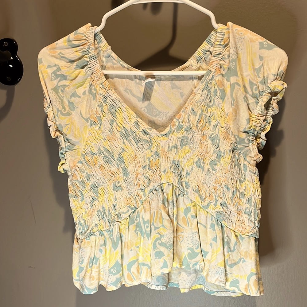 ruched flowy crop tshirt size XS
